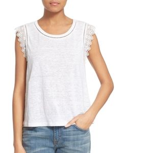 Rebecca Taylor Lace Trim Linen Tank